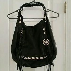 Michael Kors Black Leather Purse with Fringe