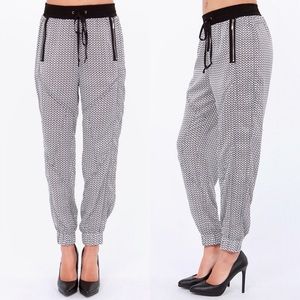 Push the Limits Black and Ivory Print Harem Pants