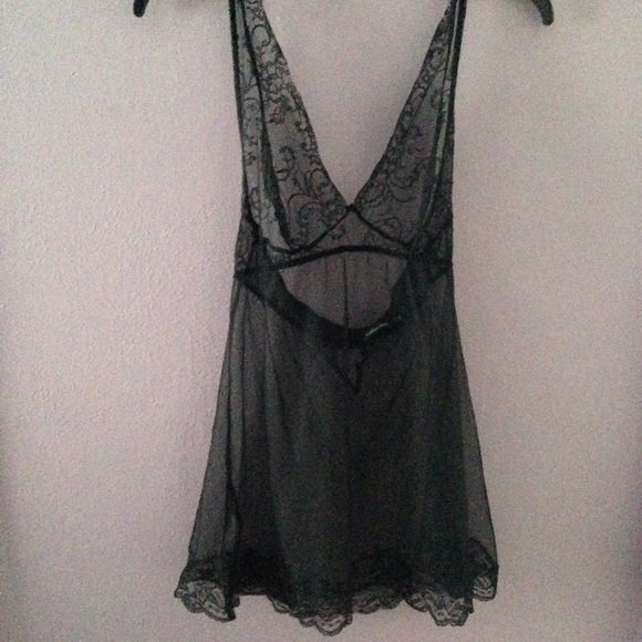 Blackheart Black Lace Lingerie Halter Chemise Slip