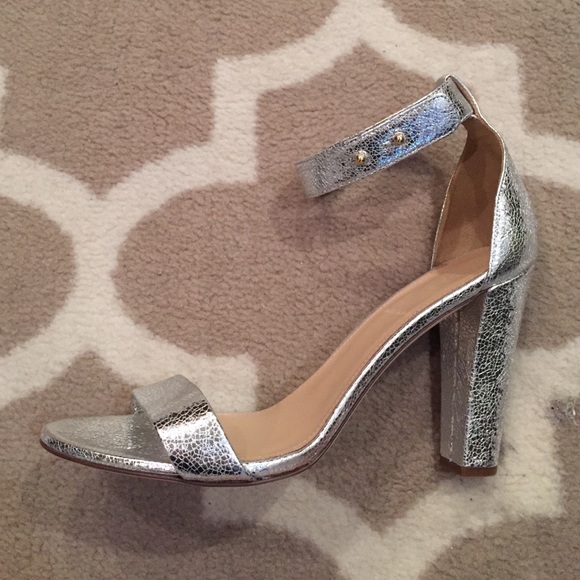 silver stacked heels