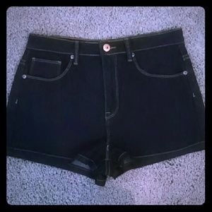 Dark wash denim shorts