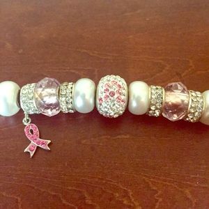 Pandora-like breast cancer bracelet