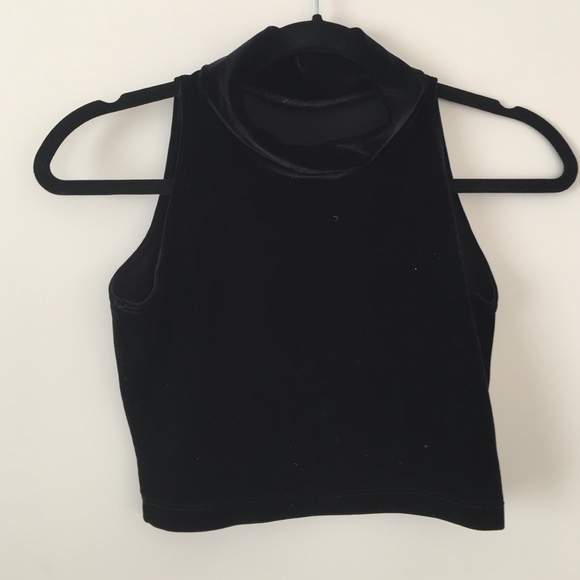 American apparel black velvet cropped tank