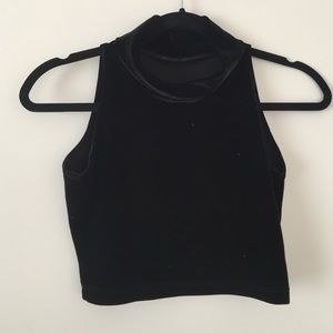 American apparel black velvet cropped tank
