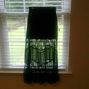 Black lace panel maxi skirt