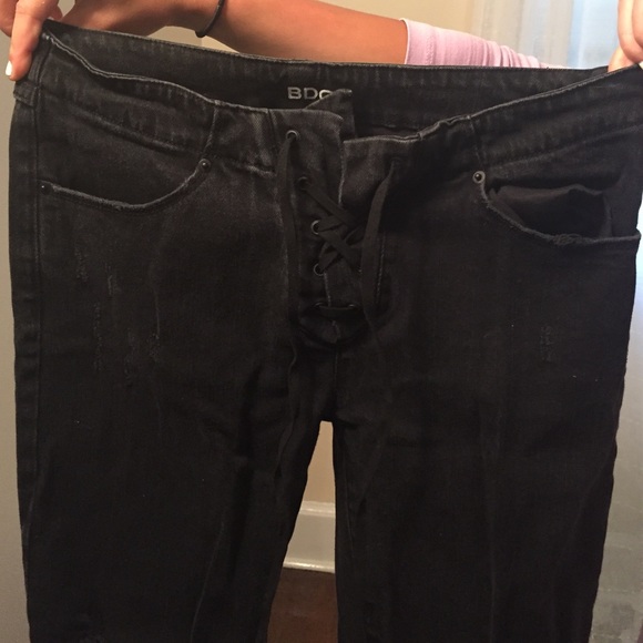 Urban Outfitters Black Tie Front Jeans