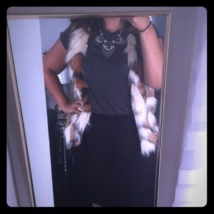 Necessary Clothing faux fur camel vest sz M