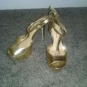 Gold platform heels
