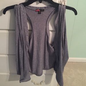 Grey sleeveless cardigan