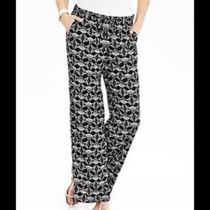 Women's drapery twill black&white pattern pants