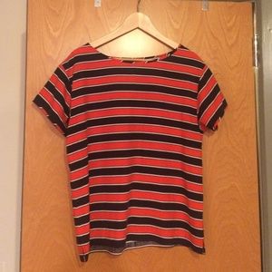 100% silk boat neck J. Crew sailor stripe shirt.