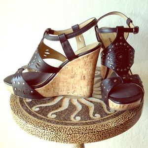 Black Cork Wedge with Metal Accents