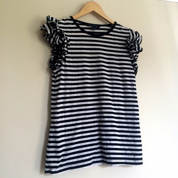 French Connection Ruffle Sleeved Tee Sz. M