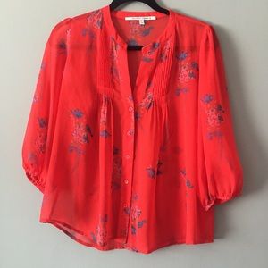 Red Flowy Chiffon Top