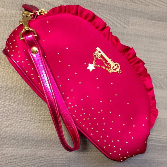 VS Hot Pink Gold-Studded Beauty Bag NWOT
