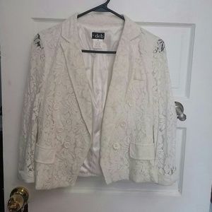 White floral blazer with see through sleeves