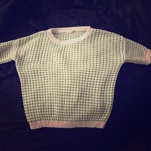 Short sleeve open stitch sweater