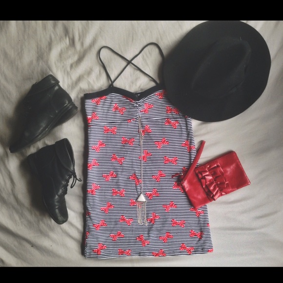 Stretchy Navy/White Stripe Bows Dress 🎀