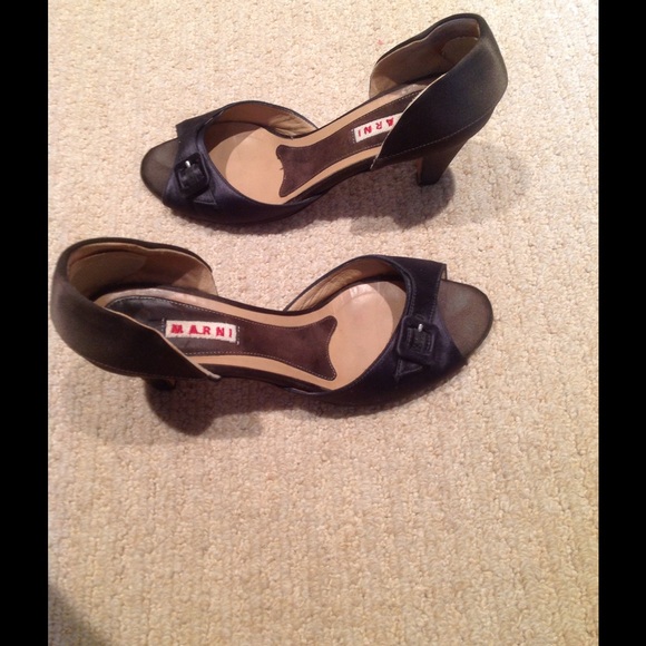 Marni chocolate brown satin pumps