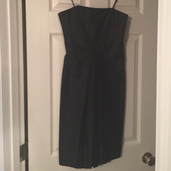 Ann Taylor black Duponi silk strapless dress