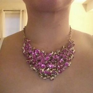 Bundle: Fuchsia/gold necklace and bangle bracelet