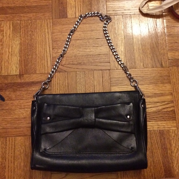 Bow navy shoulder bag