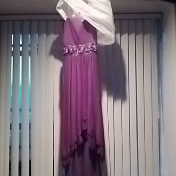 Purple Strapless High-Low Dress with Jewels  Dress - Picture 1 of 1