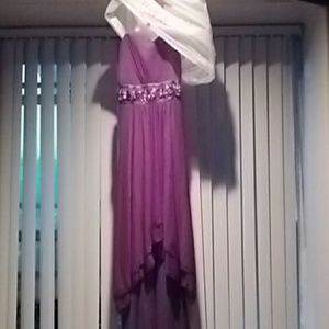 Purple Strapless High-Low Dress with Jewels  Dress