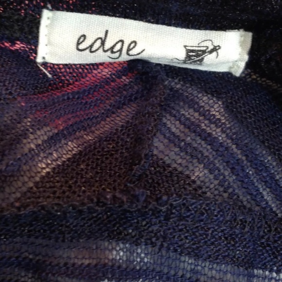 Edge Navy Black Striped Sheer High Low Sweater - Picture 4 of 4