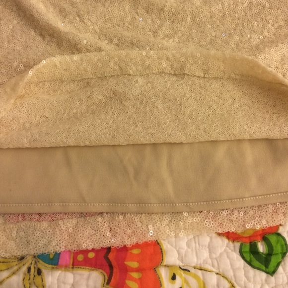 Anthropologie Light cream sequin skirt. - Picture 3 of 4