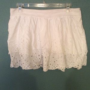 White Ruffled Miniskirt with Eyelets
