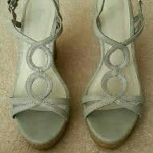 Silver/gray wedge sandals