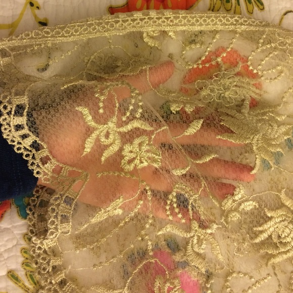 Anthropologie gold detailed lace top - Picture 3 of 4