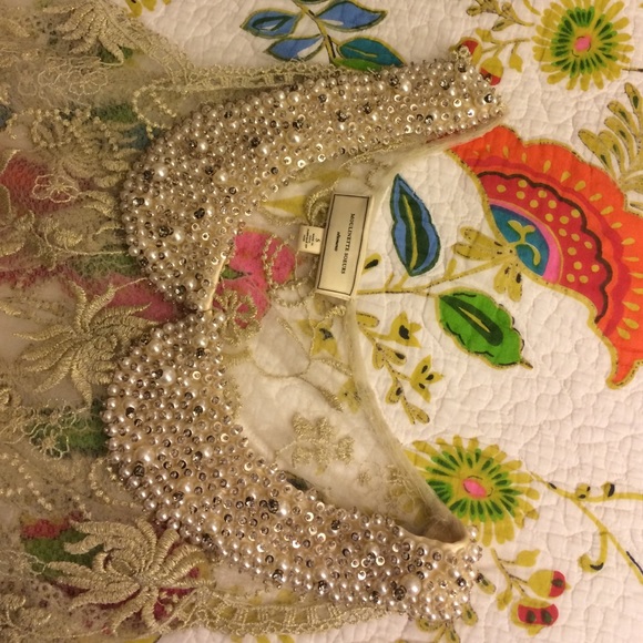 Anthropologie gold detailed lace top - Picture 2 of 4