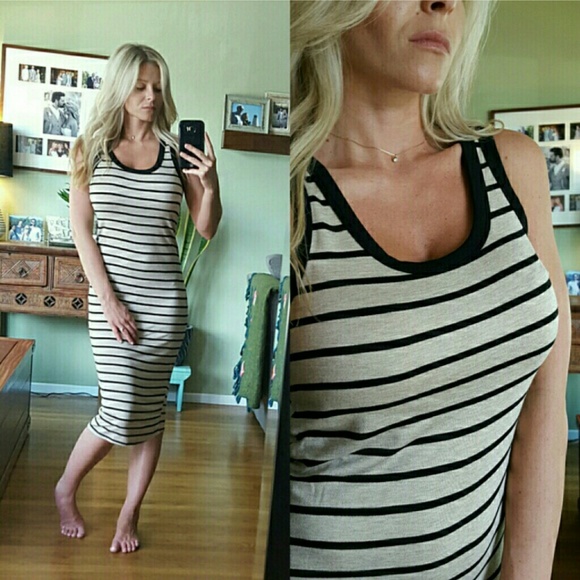 Striped Heather-Beige and Black Midi - Picture 3 of 3
