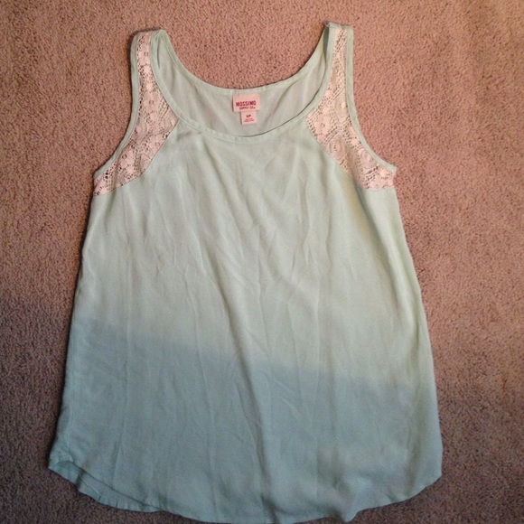 Cute pastel blue top with lace accents