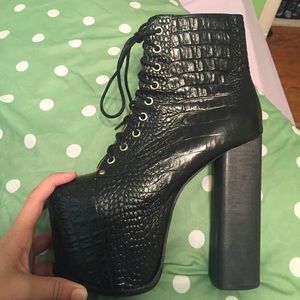 Jeffrey Campbell Big Litas in Black Crocodile