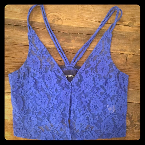 Reformation Electric Blue Lace Crop Top