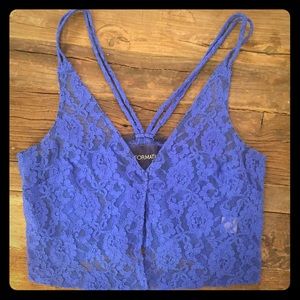 Reformation Electric Blue Lace Crop Top