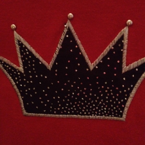 💕Sweet Lu Lu Lame Sparkly👑 Crown Long Sleeve Top - Picture 2 of 4