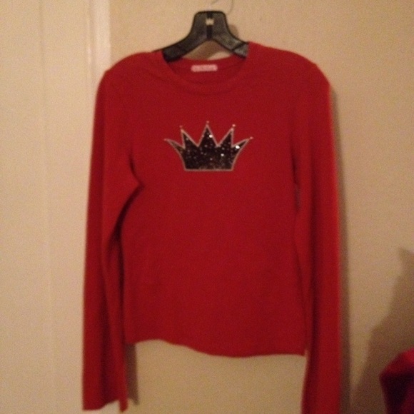 💕Sweet Lu Lu Lame Sparkly👑 Crown Long Sleeve Top - Picture 3 of 4