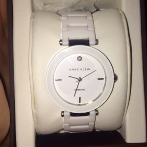 White Anne Klein diamond watch