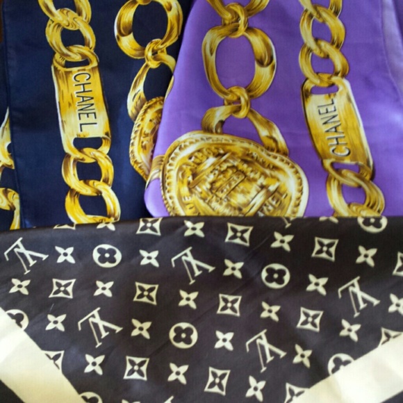 Vintage Louis Vuitton and Chanel scarves