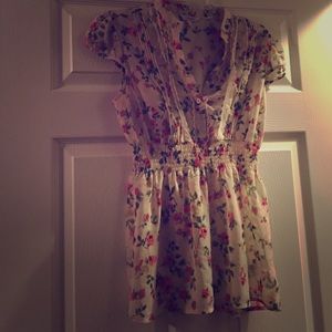 Floral, sheer blouse