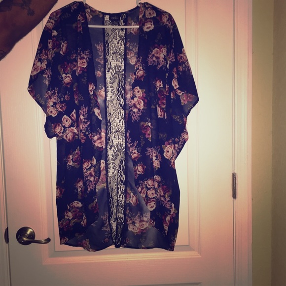 Blue lace kimono