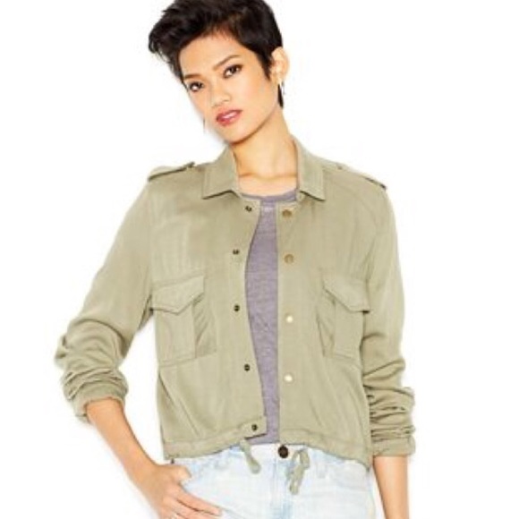 Bar III Crop Military Olive Jacket - Picture 3 of 4