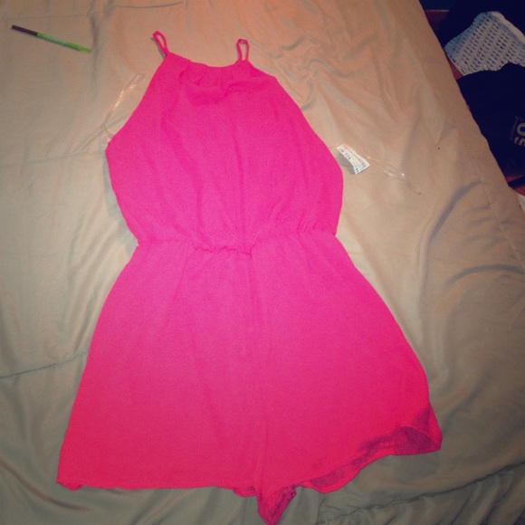Coral Flowy Open Back Romper!