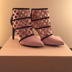 Pink and Black Heeled Booties