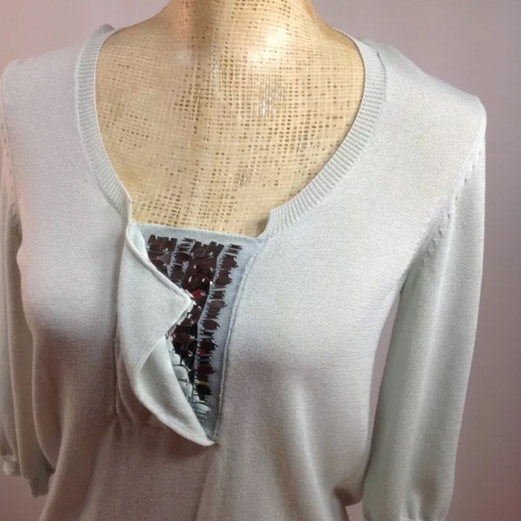 Gap Mint Sequin Embellished Short Sleeve Top - Picture 3 of 4