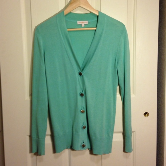 Tory Burch Water blue thin sweater jacket